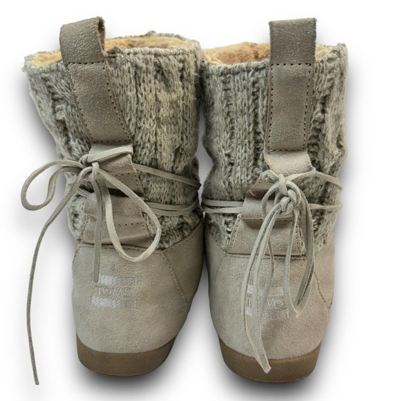 TOMS Nepal Womens Suede Boots Cable Knit Shaft Faux Shearling Lining Gray Size 7 - Picture 6 of 9
